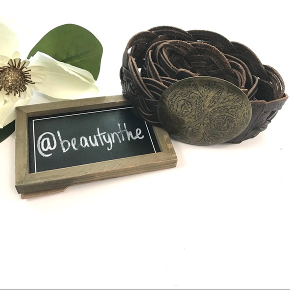 Old Navy Accessories - Old navy braided leather medallion belt